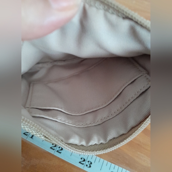 COACH Corner Zip Wristlet In Signature Canvas Light Khaki Chalk with Green - Picture 6 of 10